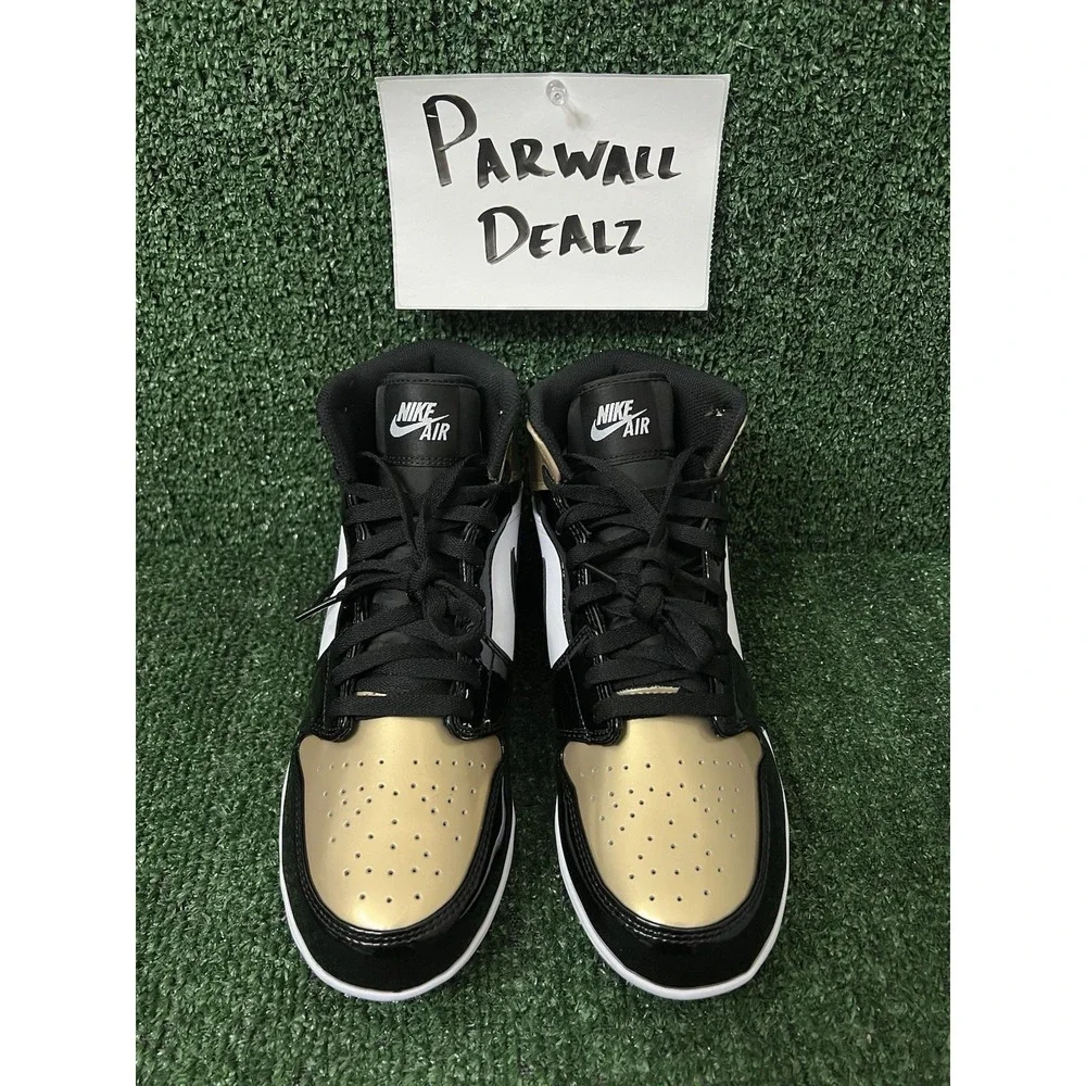 Nike Air Jordan 1 Mid TD Football Cleats White 'Gold Toe' Men's 9 FJ6805-701